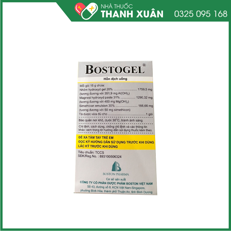 Bostogel thuốc trung hòa acid dạ dày, giảm đầy bụng, khó tiêu